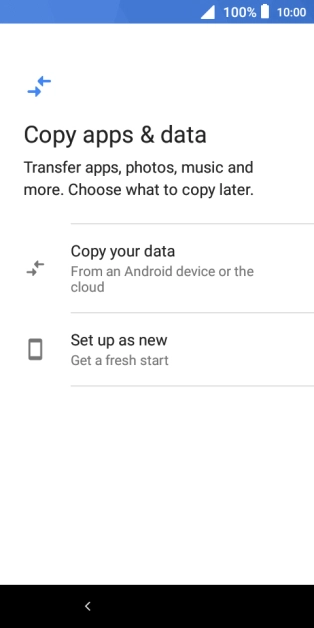 You can transfer the contents of another phone to your phone when it's activated for the first time and after a factory reset. When this screen is displayed, your phone is ready to transfer contents from another phone.