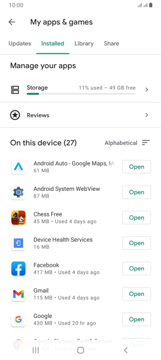 Press the required app.