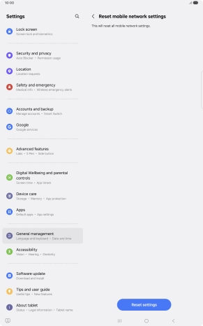 Press Reset settings.