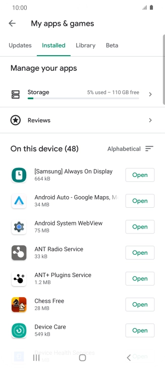 Press the required app.