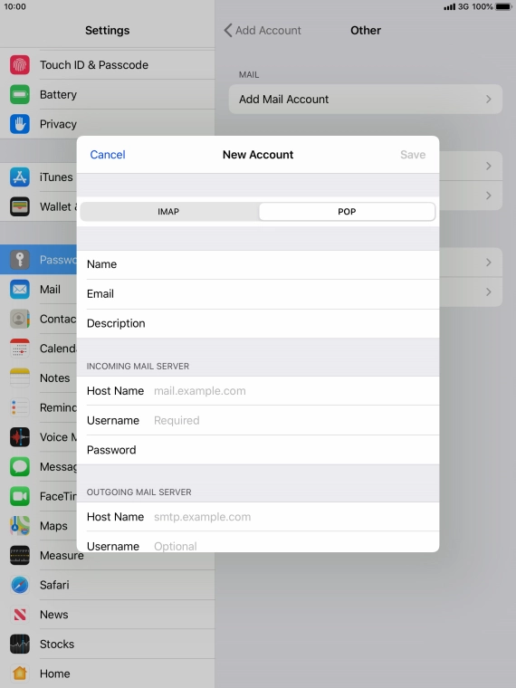 Press Host Name and key in the name of your email provider's incoming server. Press Host Name and key in the name of your email provider's incoming server.