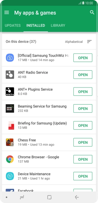 Press the required app.