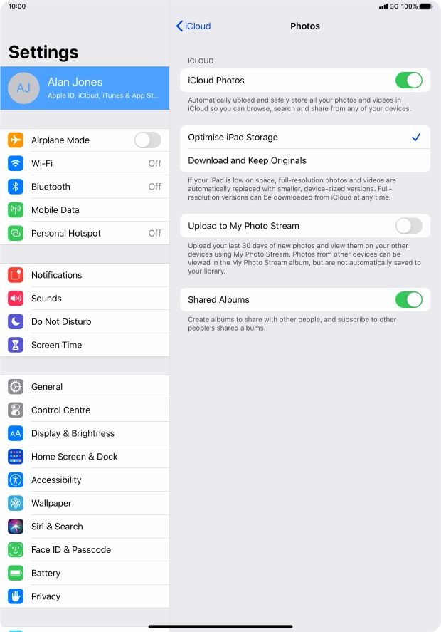 Press the indicator next to 