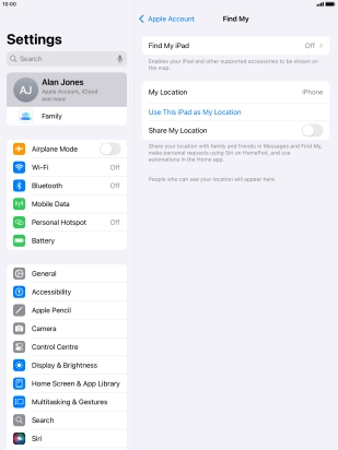 Press Find My iPad. Press Find My iPad.
