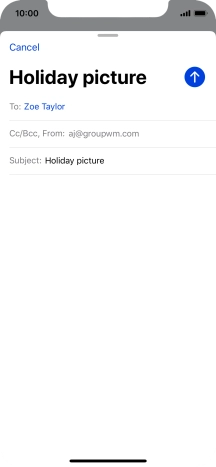 Press the text input field and write the text for your email message.