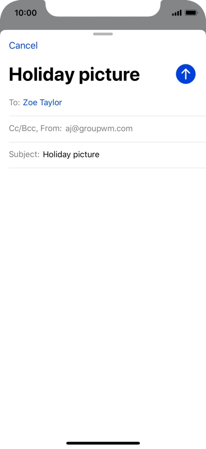 Press the text input field and write the text for your email message.