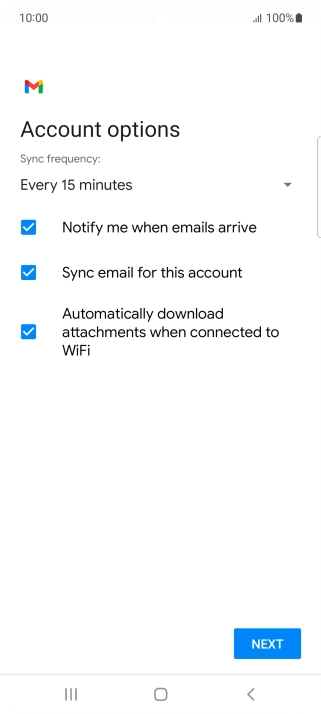 If this screen is displayed, you email account has been recognised and set up automatically. Follow the instructions on the screen to key in more information and finish setting up your phone.