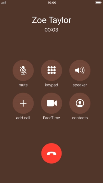 Press the end call icon to end the call.