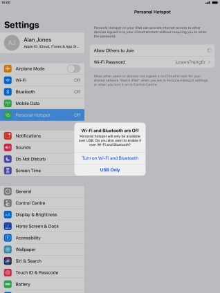 If Wi-Fi is turned off, press Turn on Wi-Fi and Bluetooth. If Wi-Fi is turned off, press Turn on Wi-Fi and Bluetooth.