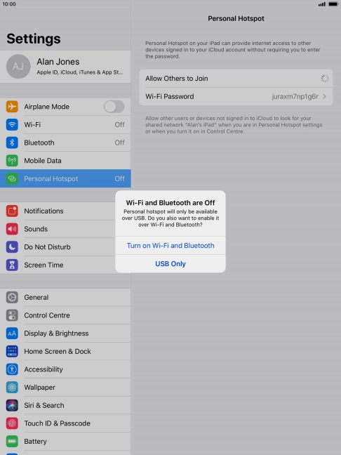 If Wi-Fi is turned off, press Turn on Wi-Fi and Bluetooth. If Wi-Fi is turned off, press Turn on Wi-Fi and Bluetooth.