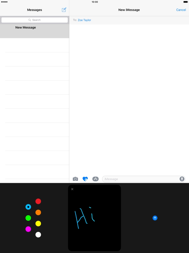 Press the send icon when you've finished your iMessage.