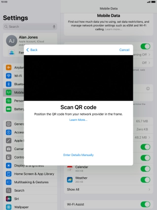 Place the QR code you've received inside the tablet camera frame to scan the code. Place the QR code you've received inside the tablet camera frame to scan the code.