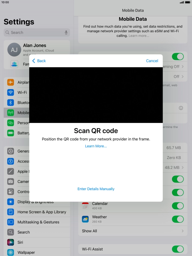 Place the QR code you've received inside the tablet camera frame to scan the code. Place the QR code you've received inside the tablet camera frame to scan the code.