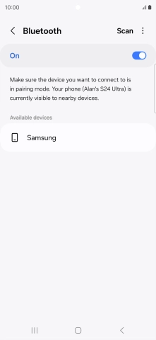 Press the required Bluetooth device and follow the instructions on the screen to pair the device with your phone.