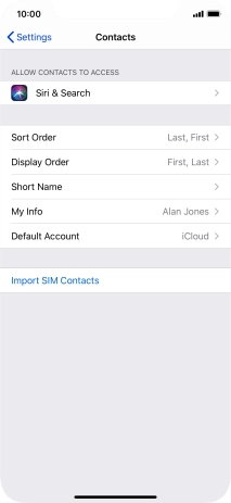 Press Import SIM Contacts.