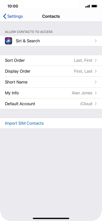 Press Import SIM Contacts.