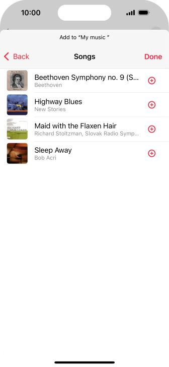 Go to the required category and press the add icon next to the required audio file.