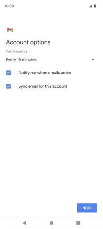 If this screen is displayed, you email account has been recognised and set up automatically. Follow the instructions on the screen to key in more information and finish setting up your phone.