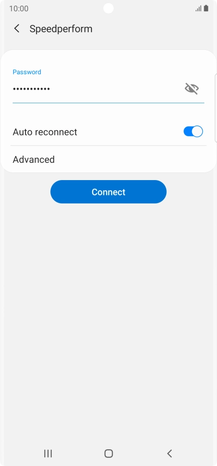 Key in the password for the Wi-Fi network and press Connect.