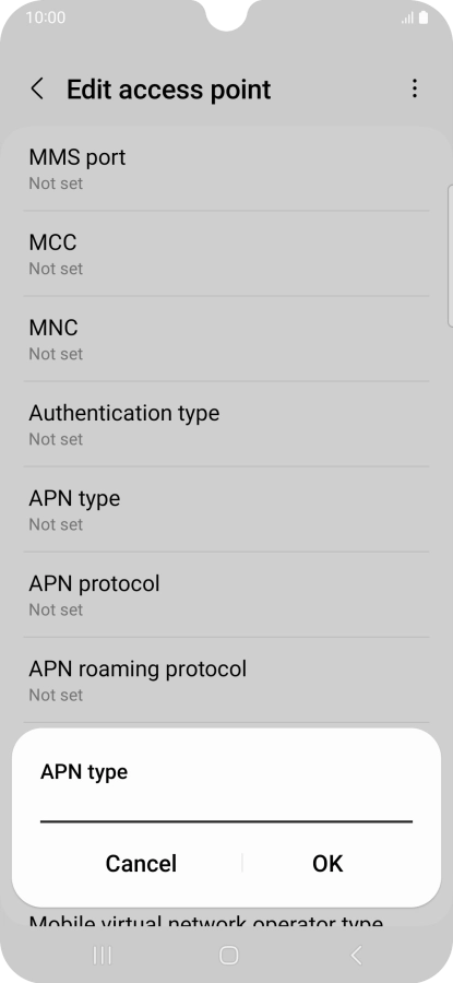 Key in default and press OK.