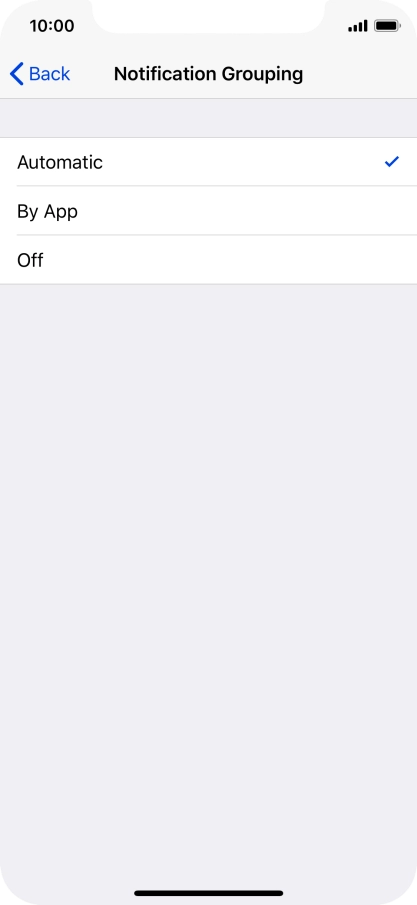 Press the required setting.
