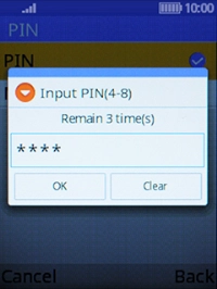 Key in your PIN and press the Left selection key.