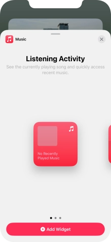 Slide your finger right or left on the screen to select the required widget size.