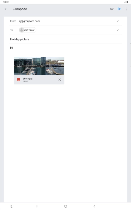 Press the send icon when you've finished your email message.