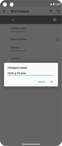 Key in the required Wi-Fi hotspot name and press OK.