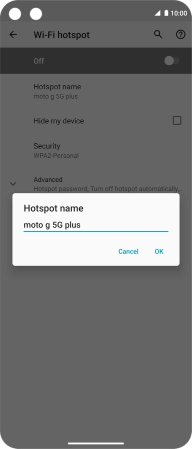 Key in the required Wi-Fi hotspot name and press OK.