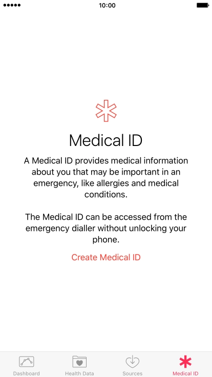 Press Create Medical ID.