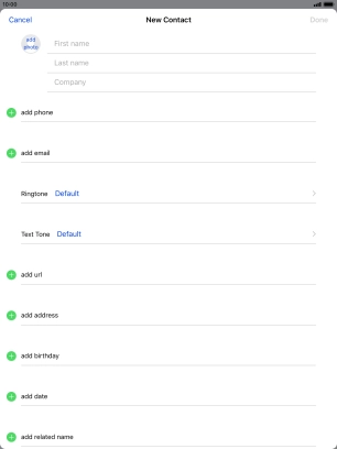 Press First name and key in the first name.