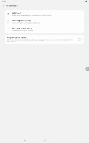 Press the required power saver mode.