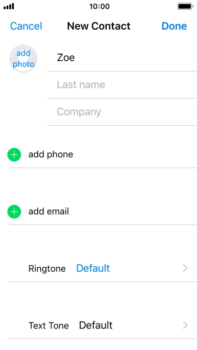 Press Last name and key in the last name.