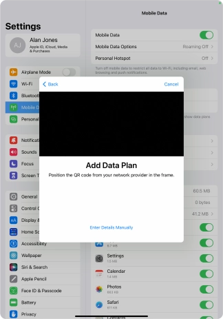 Place the QR code you've received inside the tablet camera frame to scan the code. Place the QR code you've received inside the tablet camera frame to scan the code.