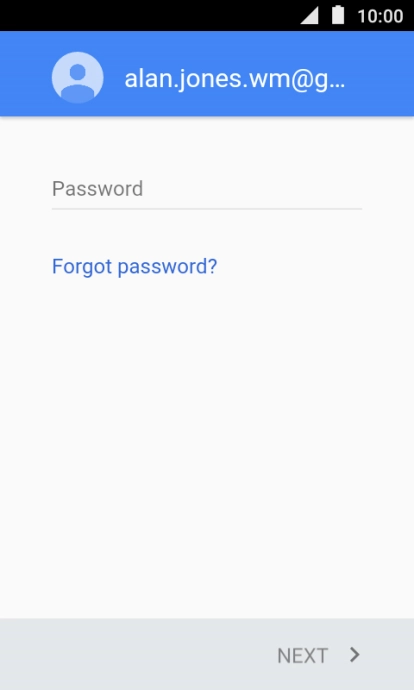 Press the text input field and key in the password for your Google account.