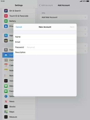 Press Password and key in the password for your email account. Press Password and key in the password for your email account.