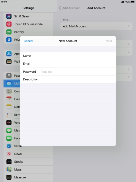 Press Password and key in the password for your email account. Press Password and key in the password for your email account.