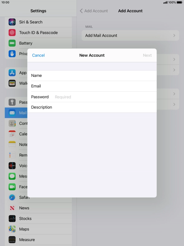 Press Password and key in the password for your email account. Press Password and key in the password for your email account.