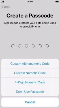 Follow the instructions on the screen to turn on use of phone lock code or press Don't Use Passcode.