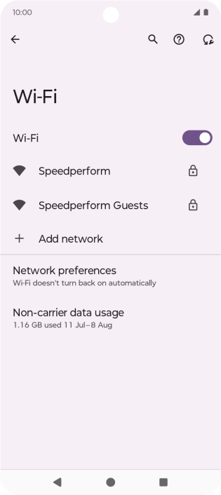 Press the required Wi-Fi network.