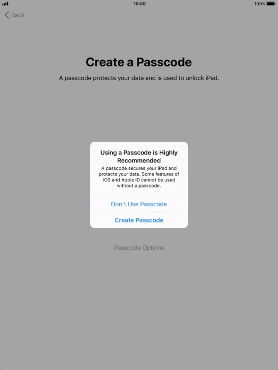 If you turn off the function, press Don't Use Passcode. If you turn off the function, press Don't Use Passcode.