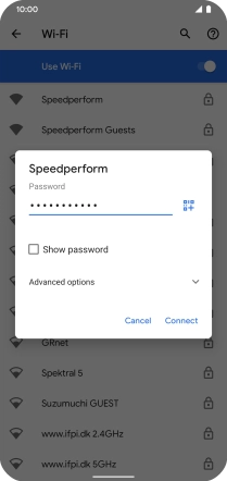 Key in the password for the Wi-Fi network and press Connect.