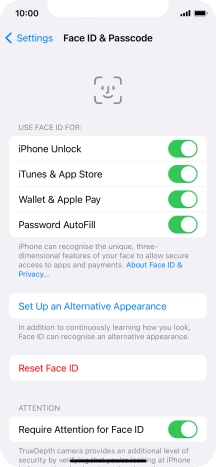 Press the indicators next to the required settings to turn them on or off.