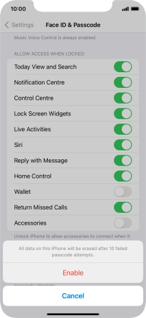 If you turn on the function, press Enable.