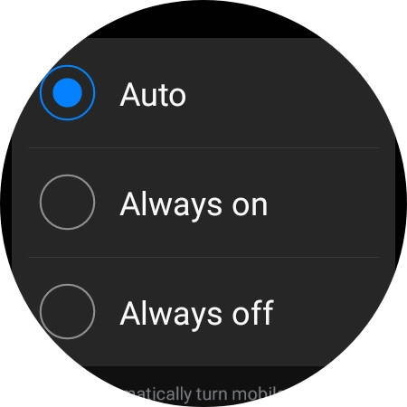 Press the required setting for mobile data usage. Press the required setting for mobile data usage.