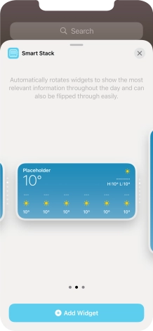 Slide your finger right or left on the screen to select the required widget size.