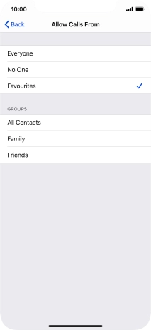 Press the required setting to select which contacts can call you even though Do Not Disturb is turned on.