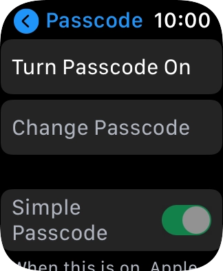 Press Turn Passcode On and key in a lock code of your own choice twice.