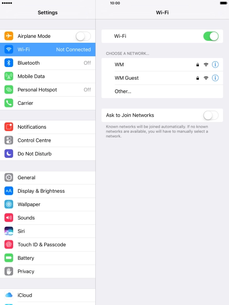 Press the required Wi-Fi network and key in the password for the Wi-Fi network.